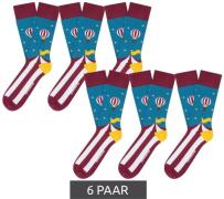 6 Paar Moustard Circus and Baloons Baumwoll-Socken Circus Design mit H...