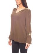 Aniston lockere Damen Bluse mit Stickereien Oliv