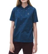 LACOSTE Polo-Shirt besonderes Damen Polo-Hemd mit Dreieck-Muster Blau