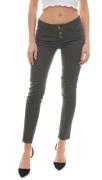 MUSTANG Jasmin Button Hose weiche Damen Jeans mit Knopfleiste Khaki