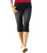 Cheer Capri-Jeans figurbetonte Damen Denim-Hose mit seitlichen Knopfab...