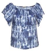 LTB Bejiha Blusenshirt fließende Damen Mode-Bluse im Batik-Stil Blau/W...