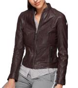 ALPENBLITZ Leder-Jacke rockige Damen Echtleder-Jacke mit Stehkragen ta...