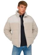 ONLY & SONS Eli Sherpa Mix Pufferjacken mit silbernem Futter