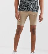 ASOS DESIGN Tall – Enge Chino-Shorts in Stone-Neutral