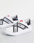 Love Moschino – Sneaker in Weiß mit Wickel-Logodesign